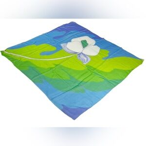 Vintage 60s 70s Flowy Light Sheer Large Vibrant Floral 26" Square Nylon Scarf